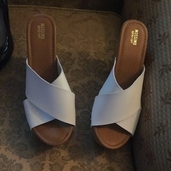 Mossimo Supply Co. Shoes - White Wooden Wedges with Studs